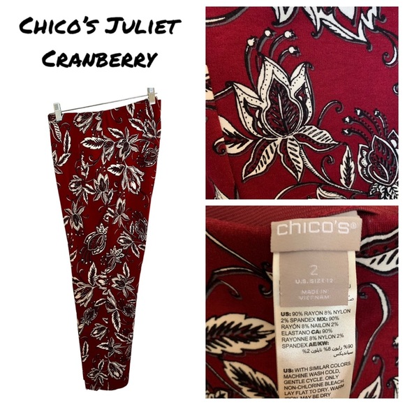 Chicos “Juliet” Cranberry slacks sz 2 (12-14) - Picture 1 of 8